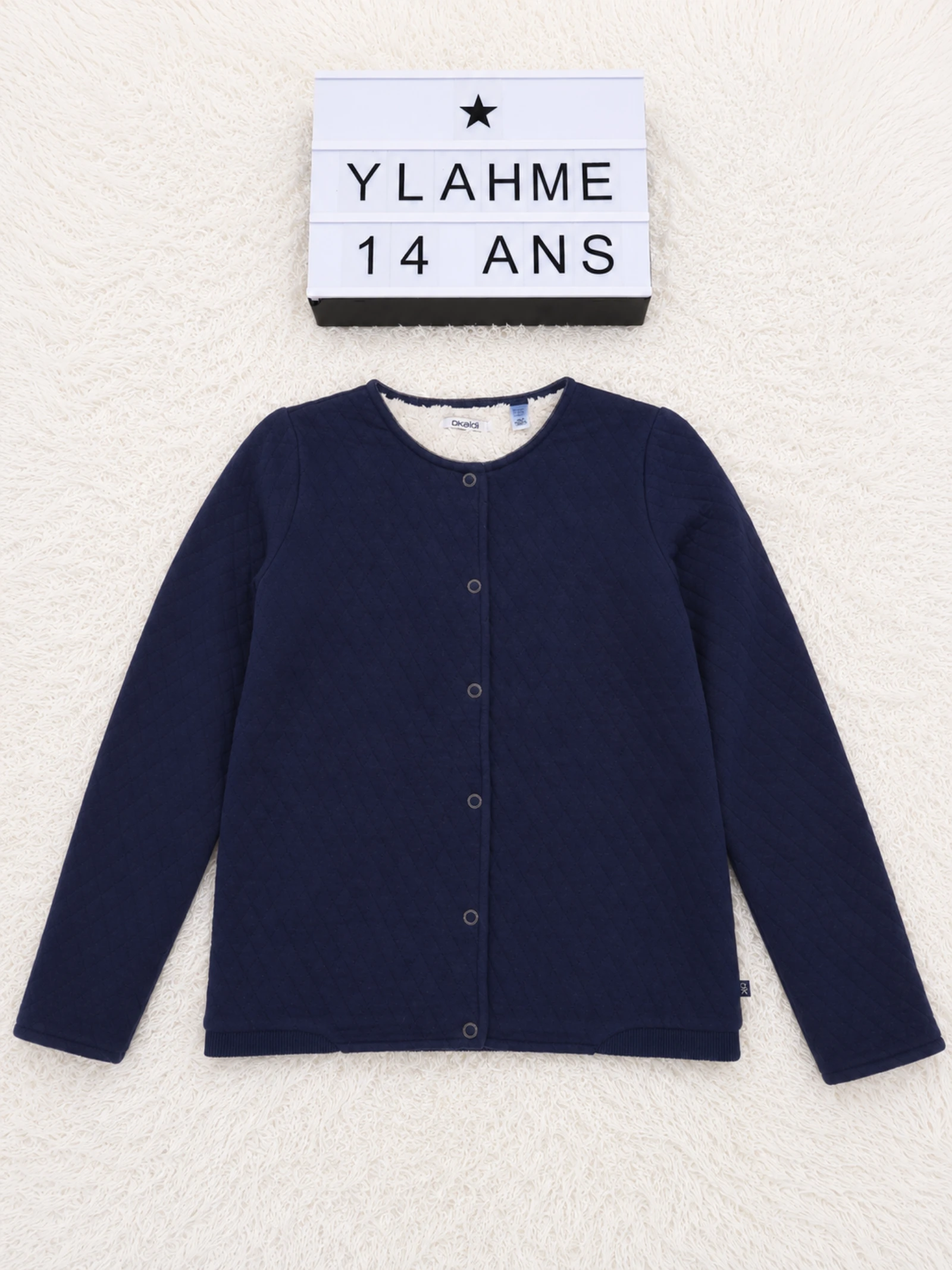 Jaqueta acolchoada forrada de sherpa Okaïdi 14 anos azul marinho 👒 – photo 2